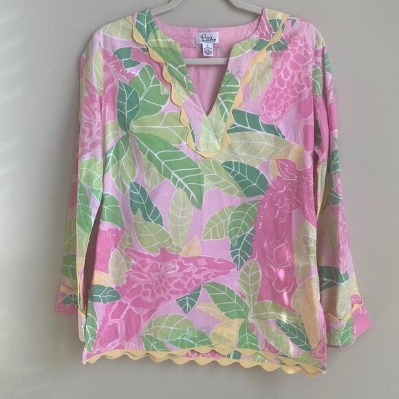 Lilly Pulitzer Vintage Window Shopping Print Tunic Top S - Picture 1 of 8